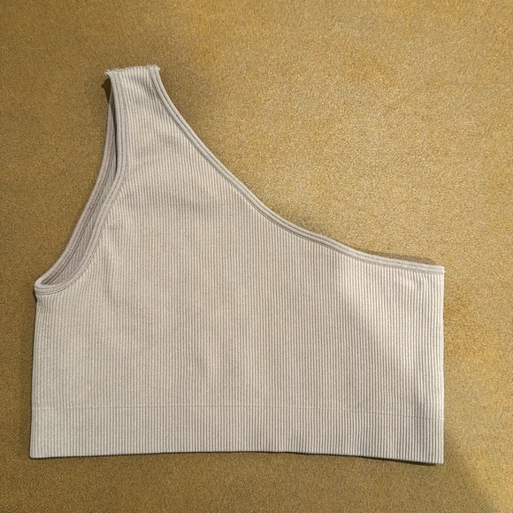 SET ACTIVE One Shoulder Ribbed Sports Bra XS Amethyst Mauve - Picture 4 of 5